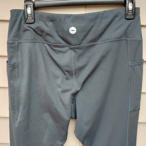 Avia Gray Athletic Leggings Pink Stripe Ribbed Knees Side Pockets Style AVL49159 - Picture 9 of 10